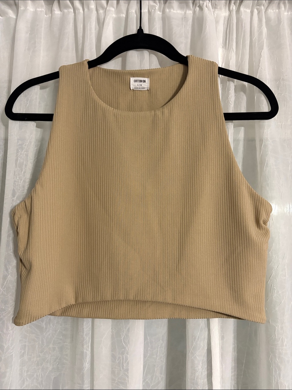 Cotton On Ribbed Crop Tank Top - Tan